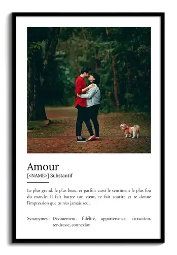 Poster Définition Amour personnalisé - Cadeau unique avec photo et texte ajustable