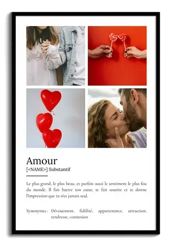 Poster Définition Amour personnalisé - Cadeau unique avec photo et texte ajustable