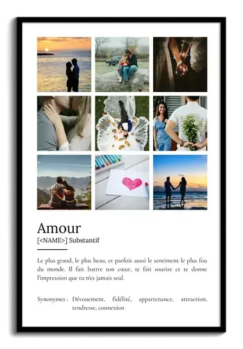 Poster Définition Amour personnalisé - Cadeau unique avec photo et texte ajustable