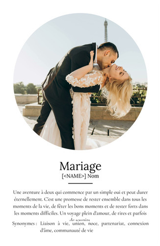 Poster Définition Mariage Personnalisé avec Photos et Texte - Cadeau Idée Unique