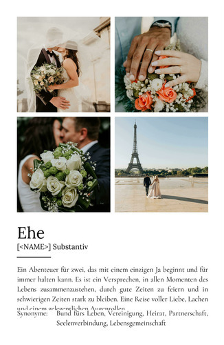 "Ehe" Definition - Geschenk als Poster, Leinwand erstellen. Eigene Fotos und Text.