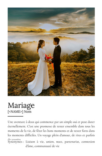 Poster Définition Mariage Personnalisé avec Photos et Texte - Cadeau Idée Unique
