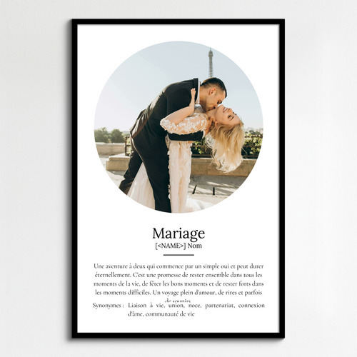 Poster Définition Mariage Personnalisé avec Photos et Texte - Cadeau Idée Unique