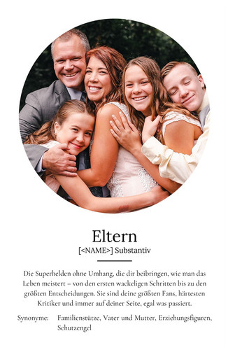"Eltern" Definition - Geschenk als Poster, Leinwand erstellen. Eigene Fotos und Text.