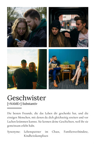 "Geschwister" Definition - Geschenk als Poster, Leinwand erstellen. Eigene Fotos und Text.
