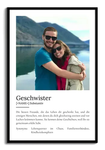 Definitionsposter Geschwister Duden-Stil personalisierbar