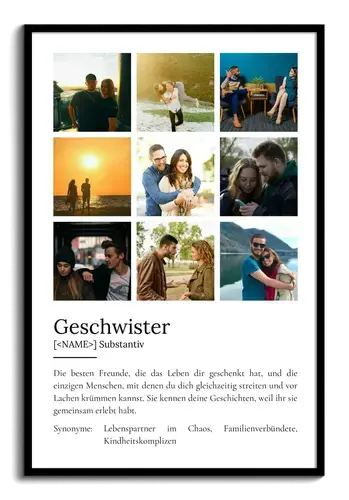 Definitionsposter Geschwister Duden-Stil personalisierbar