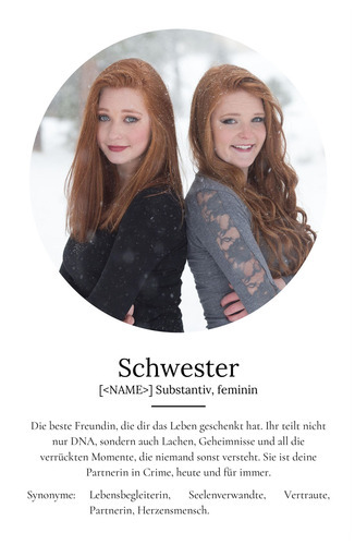 "Schwester" Definition - Geschenk als Poster, Leinwand erstellen. Eigene Fotos und Text.