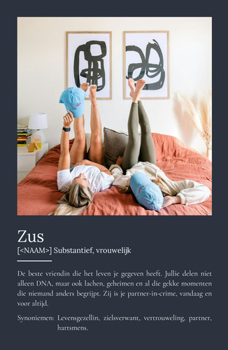 Definitieposter 'Zus': Persoonlijk cadeau met foto en tekst aanpassen