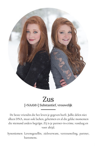 Definitieposter 'Zus': Persoonlijk cadeau met foto en tekst aanpassen