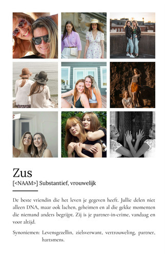 Definitieposter 'Zus': Persoonlijk cadeau met foto en tekst aanpassen