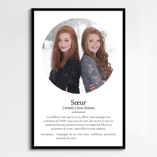 Poster Définition Personnalisé 'Sœur' - Cadeau Unique avec Photos et Texte Adaptable