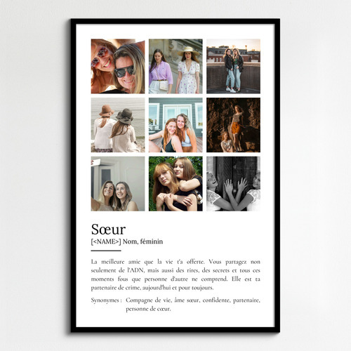 Poster Définition Personnalisé 'Sœur' - Cadeau Unique avec Photos et Texte Adaptable