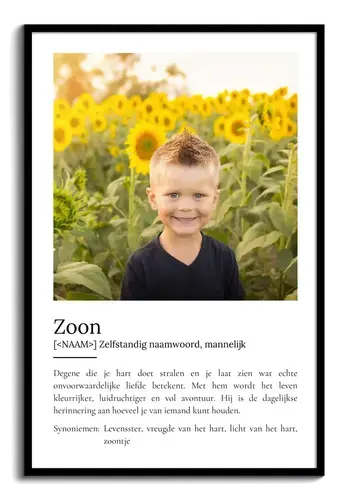 Maak jouw persoonlijke zoon-definitieposter: Liefde en avontuur in foto's!
