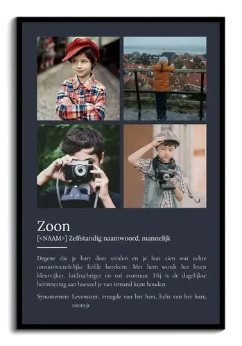 Maak jouw persoonlijke zoon-definitieposter: Liefde en avontuur in foto's!