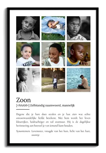 Maak jouw persoonlijke zoon-definitieposter: Liefde en avontuur in foto's!