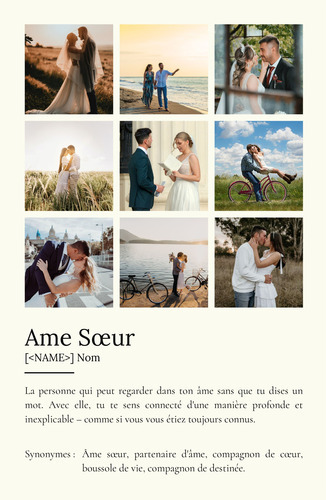 Poster Définition Personnalisé: Soulmate, Cadeau avec Photo et Texte Unique