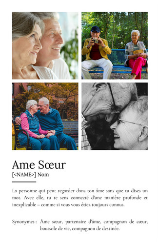 Poster Définition Personnalisé: Soulmate, Cadeau avec Photo et Texte Unique