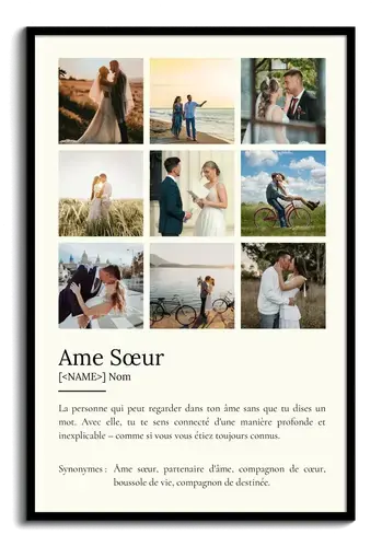 Poster Définition Personnalisé: Soulmate, Cadeau avec Photo et Texte Unique