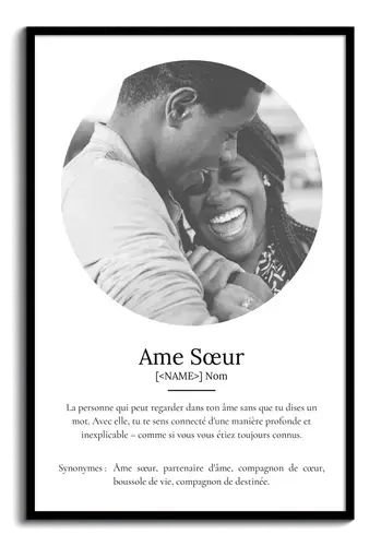 Poster Définition Personnalisé: Soulmate, Cadeau avec Photo et Texte Unique