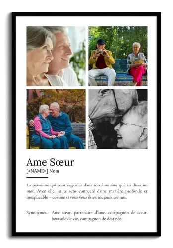 Poster Définition Personnalisé: Soulmate, Cadeau avec Photo et Texte Unique