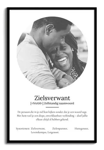 Definitionsposter Soulmate met eigen foto's