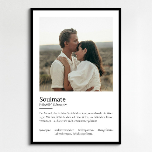 "Soulmate" Definition - Geschenk als Poster, Leinwand erstellen. Eigene Fotos und Text.