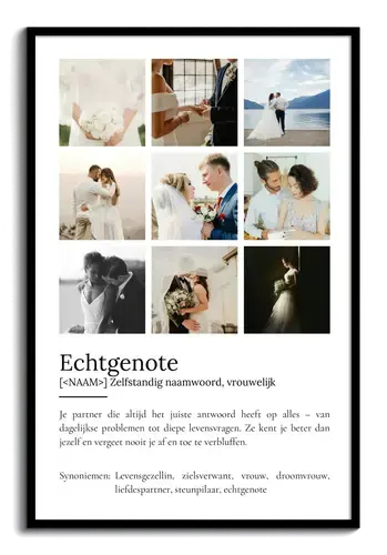 Maak jouw eigen persoonlijk Definities-Poster 'Echtgenote' als uniek cadeau! Maak jouw eigen persoonlijk Definities-Poster 'Echtgenote' als uniek cadeau!