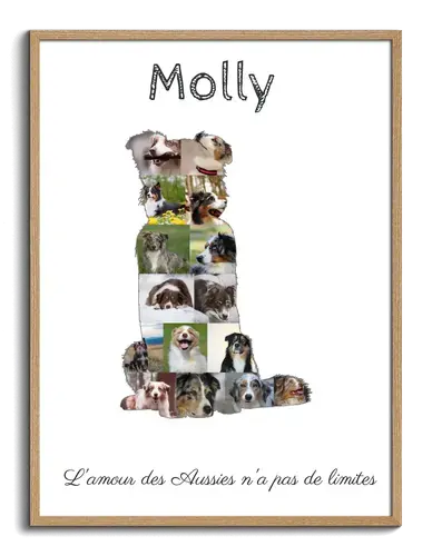 Collage Photo Silhouette Chien pour Amoureux des Australian Shepherd