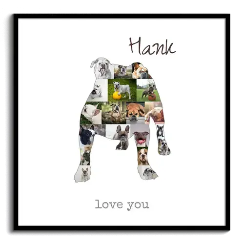 Collage Photo Personnalisée Bulldog pour Propriétaires de Chiens