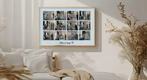Babyfeest-fotocollage met eigen tekst