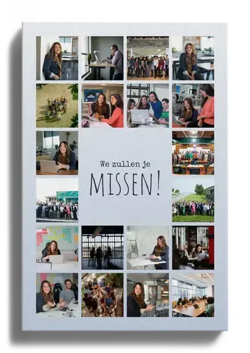 Afscheidscollage collega’s met tekst en foto’s