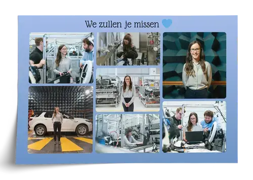 Afscheidscollage collega’s met tekst en foto’s