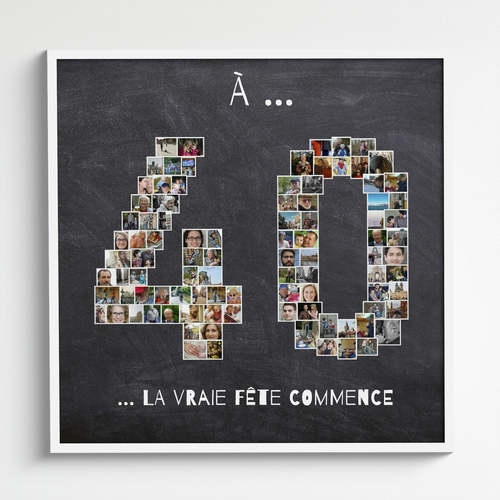 Collage Photo Anniversaire 40 Ans - Personnalisez avec Vos Souvenirs et Textes