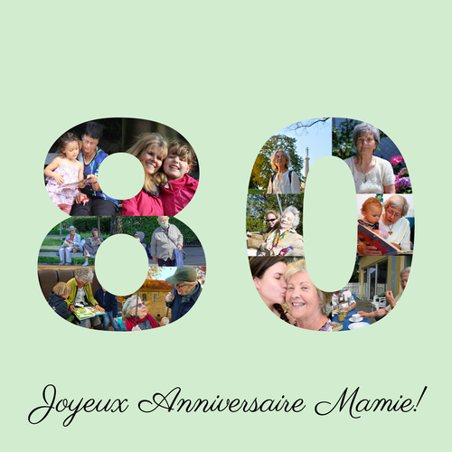 Collage photo personnalisée 80 ans: Cadeau unique pour l'anniversaire de Mamie