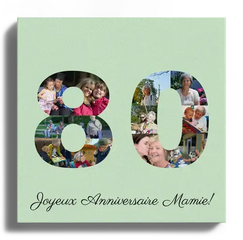 Collage photo personnalisée 80 ans: Cadeau unique pour l'anniversaire de Mamie