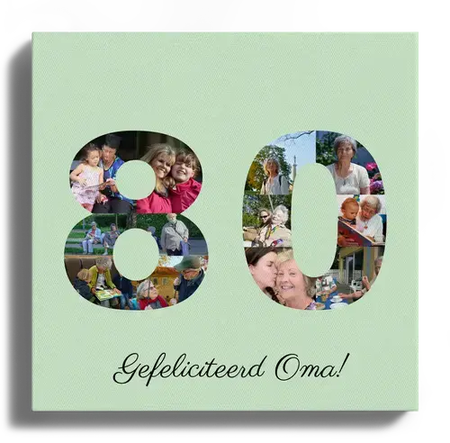 Collage met fotos verjaardag nummmer 80 met tekst