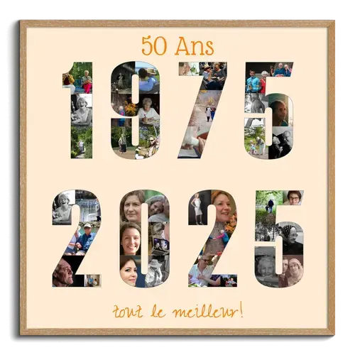 Collage photo chiffres années – personnalisez votre cadeau anniversaire/jubilé