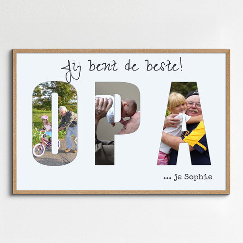 Persoonlijk cadeau: Acrylglas collage "OPA" met foto's en tekstassembleren