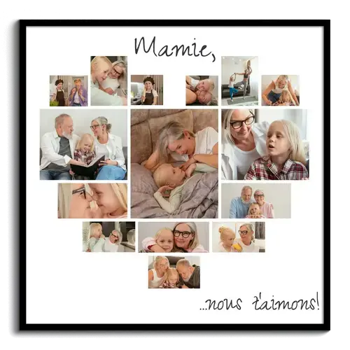 Collage Coeur Photo Premium - "Oma, nous t'aimons" - Cadeau Unique
