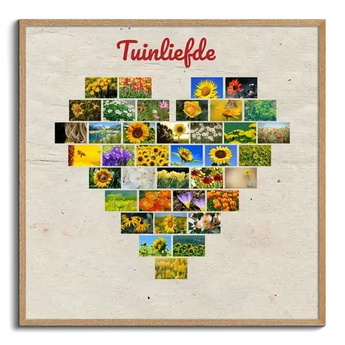 Fotocollage hart met tuinbeelden