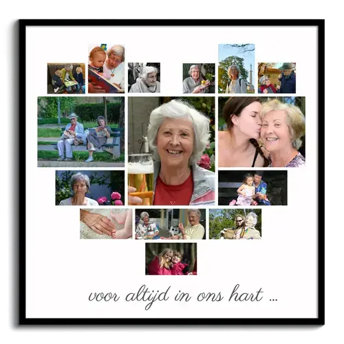 Gepersonaliseerde hartvorm collage poster oma