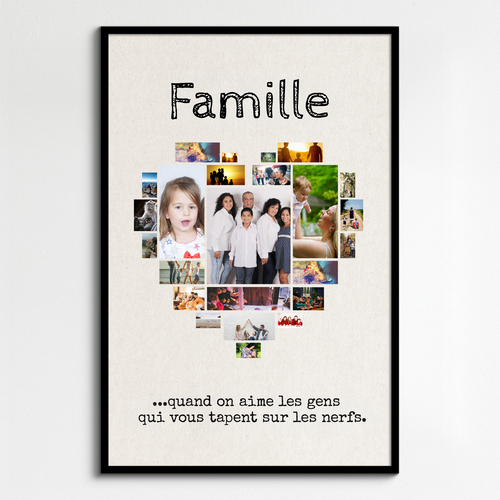 Collage Coeur Famille Personnalisée - Cadeau Amusant