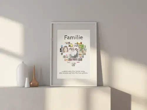 Herzcollage Familie mit Spruch personalisierbar