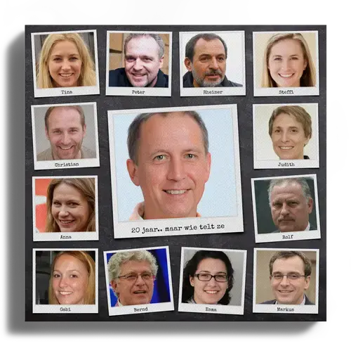 feestelijke bijeenkomst geschenk voor een collega met opgeschreven Polaroid fotos