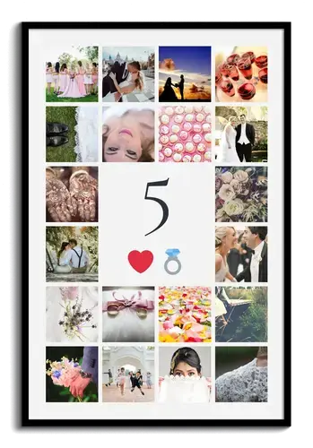 Créez votre collage photo chiffre 5 – 5 ans: noces de bois, couple, anniversaire