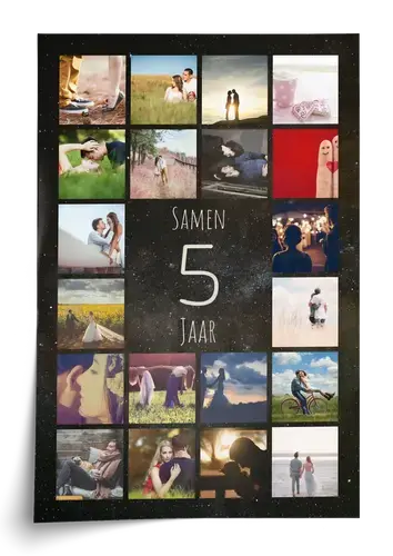 Cijfer-5 fotocollage – ontwerp nu: cadeau voor 5 jaar samen, houten huwelijk, jubileum Cijfer-5 fotocollage – ontwerp nu: cadeau voor 5 jaar samen, houten huwelijk, jubileum
