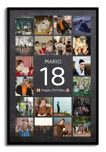 Collage photo chiffre 18 - anniversaire, majorité