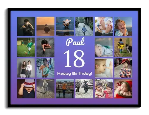 Cijfer 18 fotocollage met naam – ontwerp nu jouw cadeau voor 18e verjaardag, meerderjarig Cijfer 18 fotocollage met naam – ontwerp nu jouw cadeau voor 18e verjaardag, meerderjarig