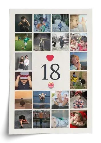 Cijfer 18 fotocollage met naam – ontwerp nu jouw cadeau voor 18e verjaardag, meerderjarig Cijfer 18 fotocollage met naam – ontwerp nu jouw cadeau voor 18e verjaardag, meerderjarig